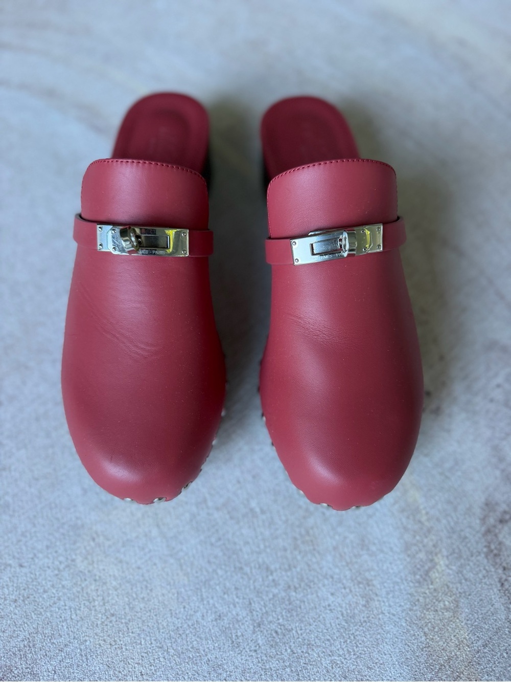 Hermes Carlotta Leather clogs size 8